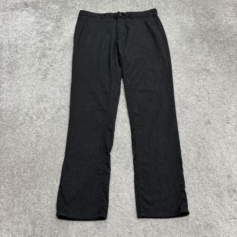 Zara Man Straight Leg Dress Pants Trouser 30x30 Charcoal Gray Flat Front Slacks